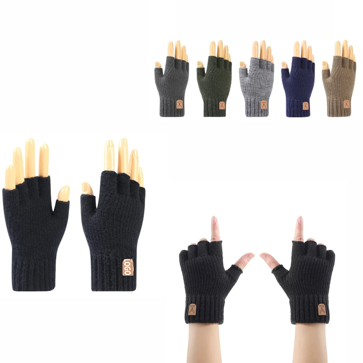 Knit Fingerless Gloves MOQ 10pcs 1