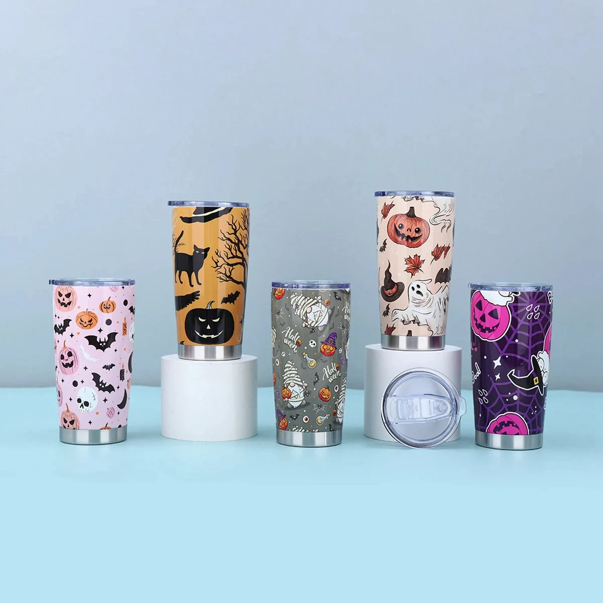 20 Oz. Double Wall Christmas/Halloween Tumbler with Lid 1