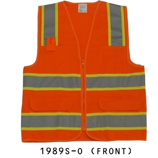 Ansi Class 2 Safety Vest, 2 Tone, Solid, Orange 1