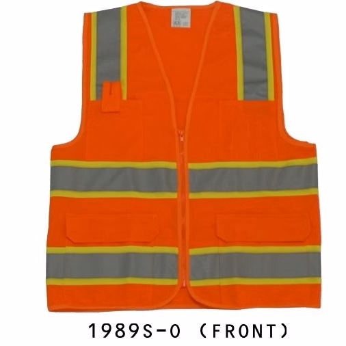 Ansi Class 2 Safety Vest, 2 Tone, Solid, Orange