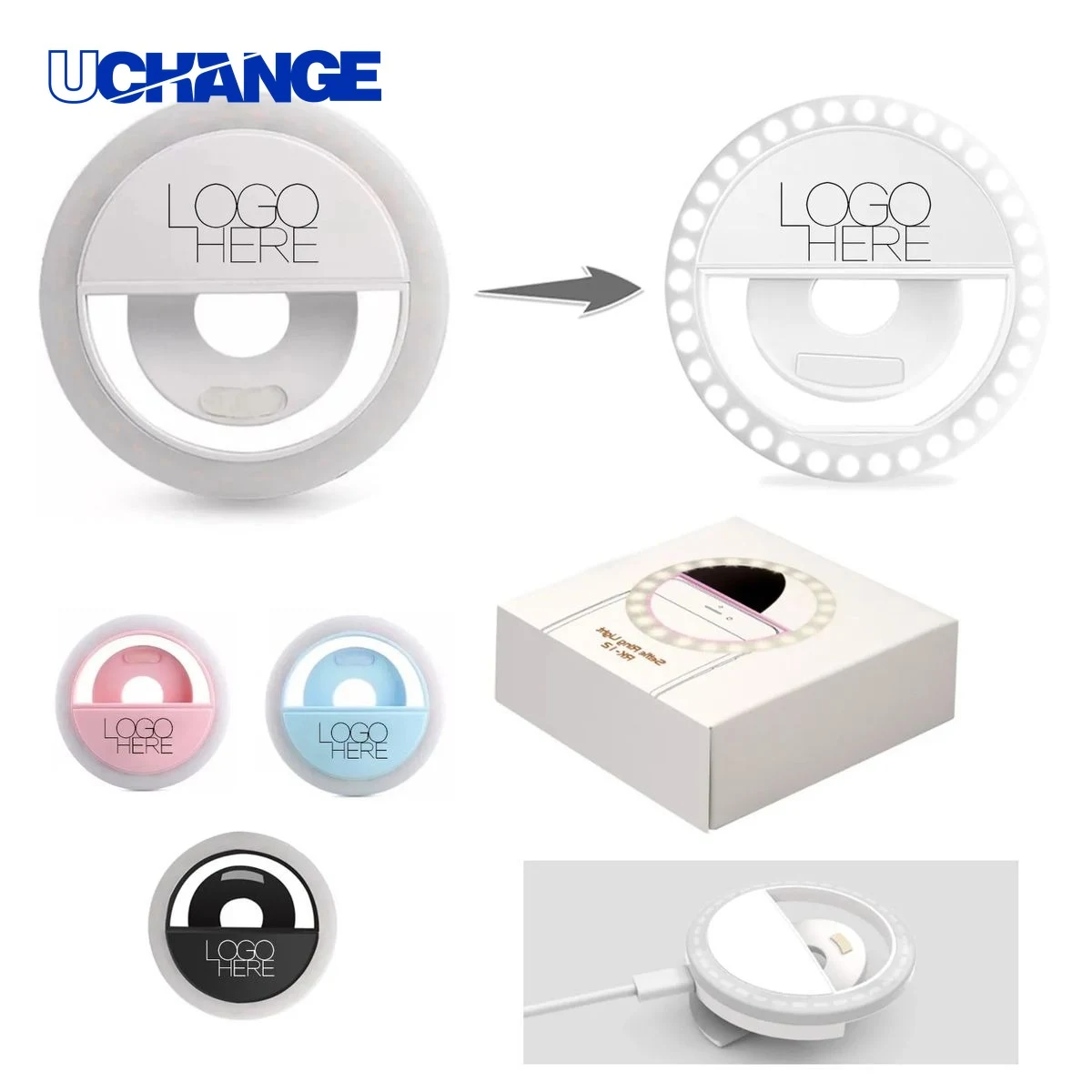USB Rechargeable Selfie Ring Light Clip 1