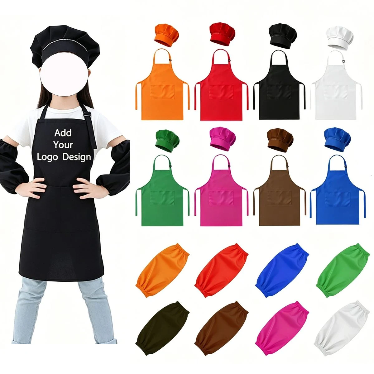 Custom Professional Kids' Apron & Chef Hat Set 1
