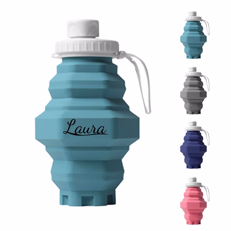 18oz Silicone Foldable Sports Water Bottle