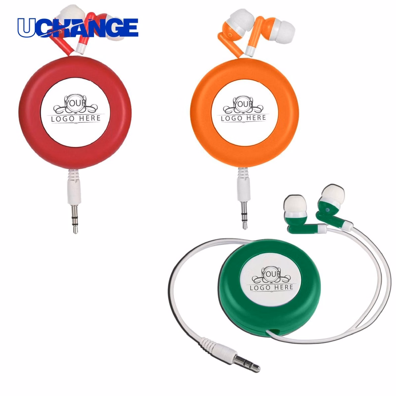 Round Retractable Earbuds Headset