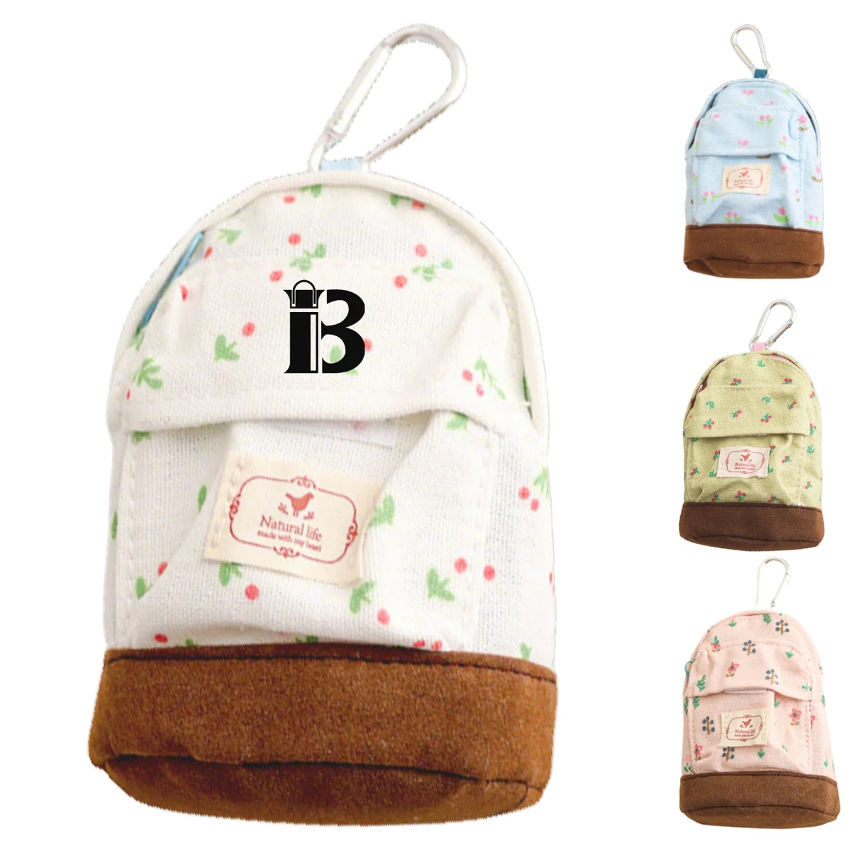 Canvas Mini Backpack Coin Purse w/ Carabiner 1