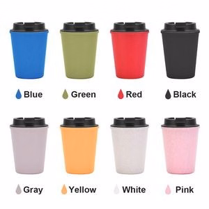 Reusable Eco-friendly Wheat Straw Coffee Cup with Lid