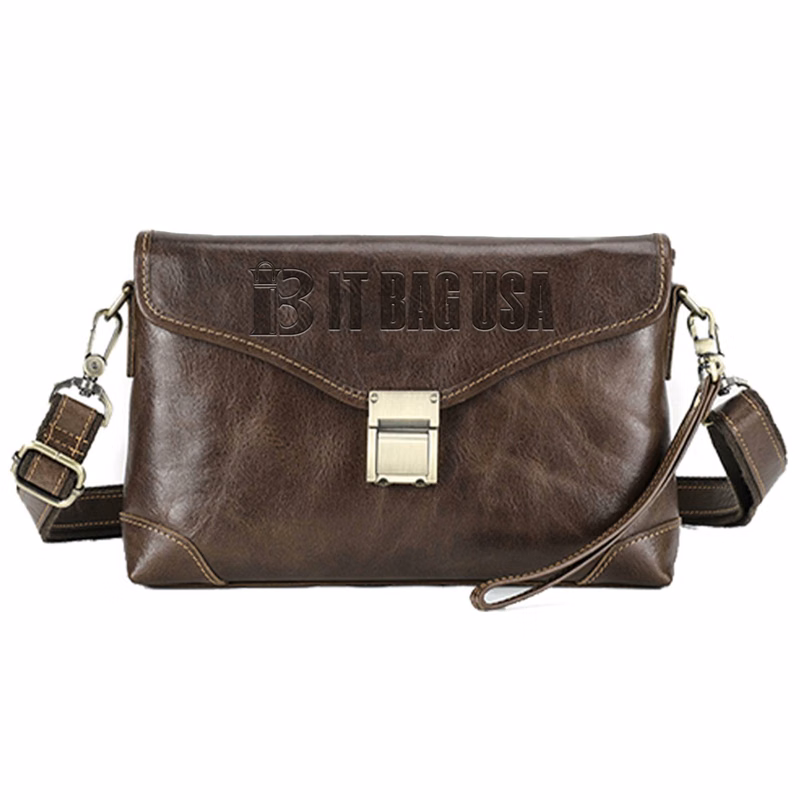 Genuine Leather Combination lock crossbody Messenger bag