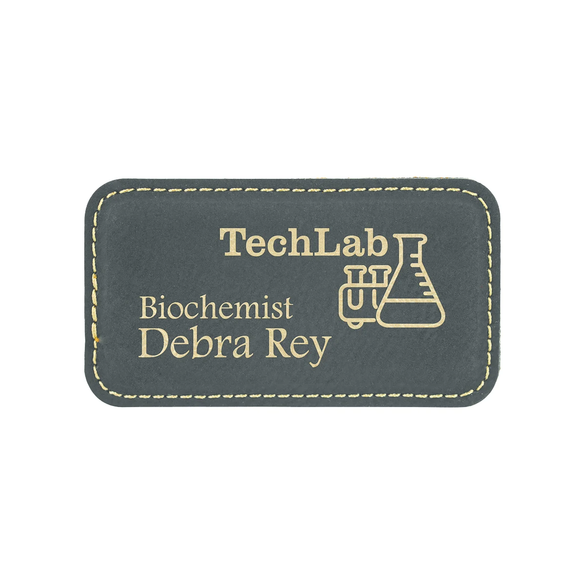 3 1/4" x 1 3/4" Black/Gold Leatherette Badge w/ Magnet 1