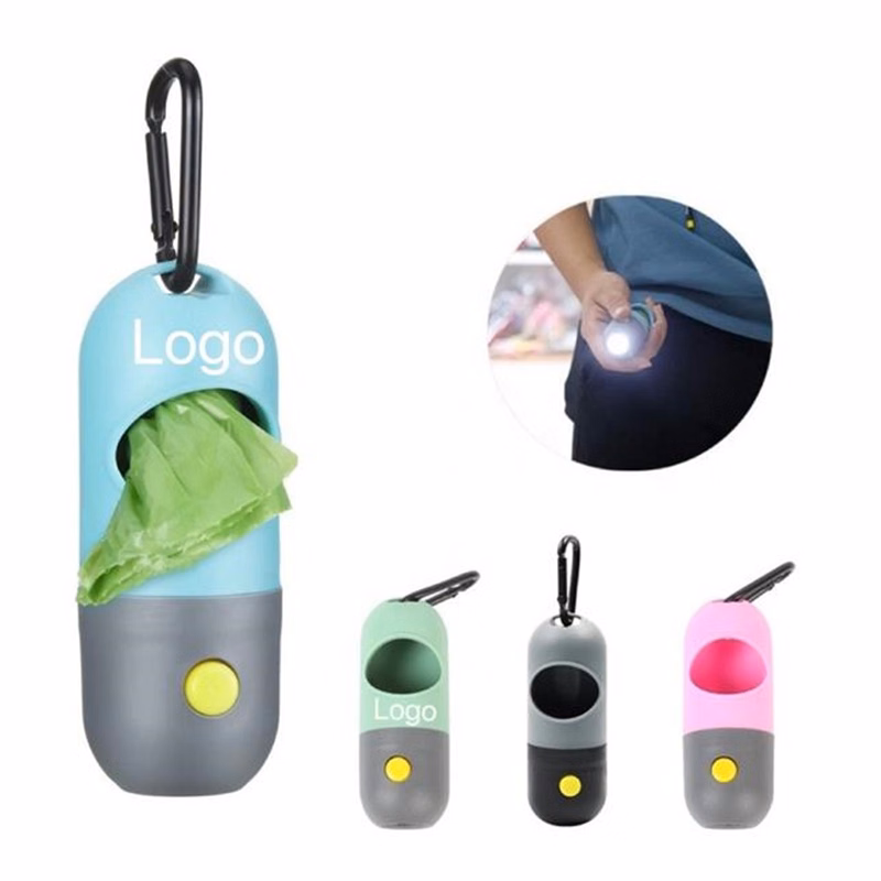 Dog Poop Pickup Bags Holder with LED Flashlight