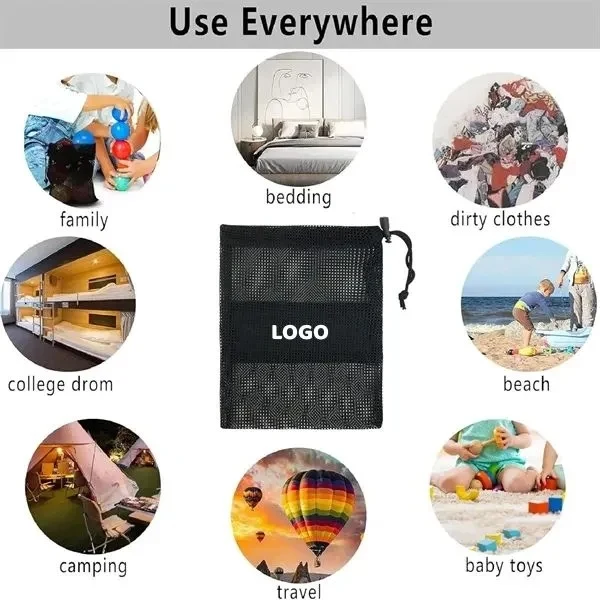 Mesh Drawstring Bag with Lightweight Storage Pouch 1