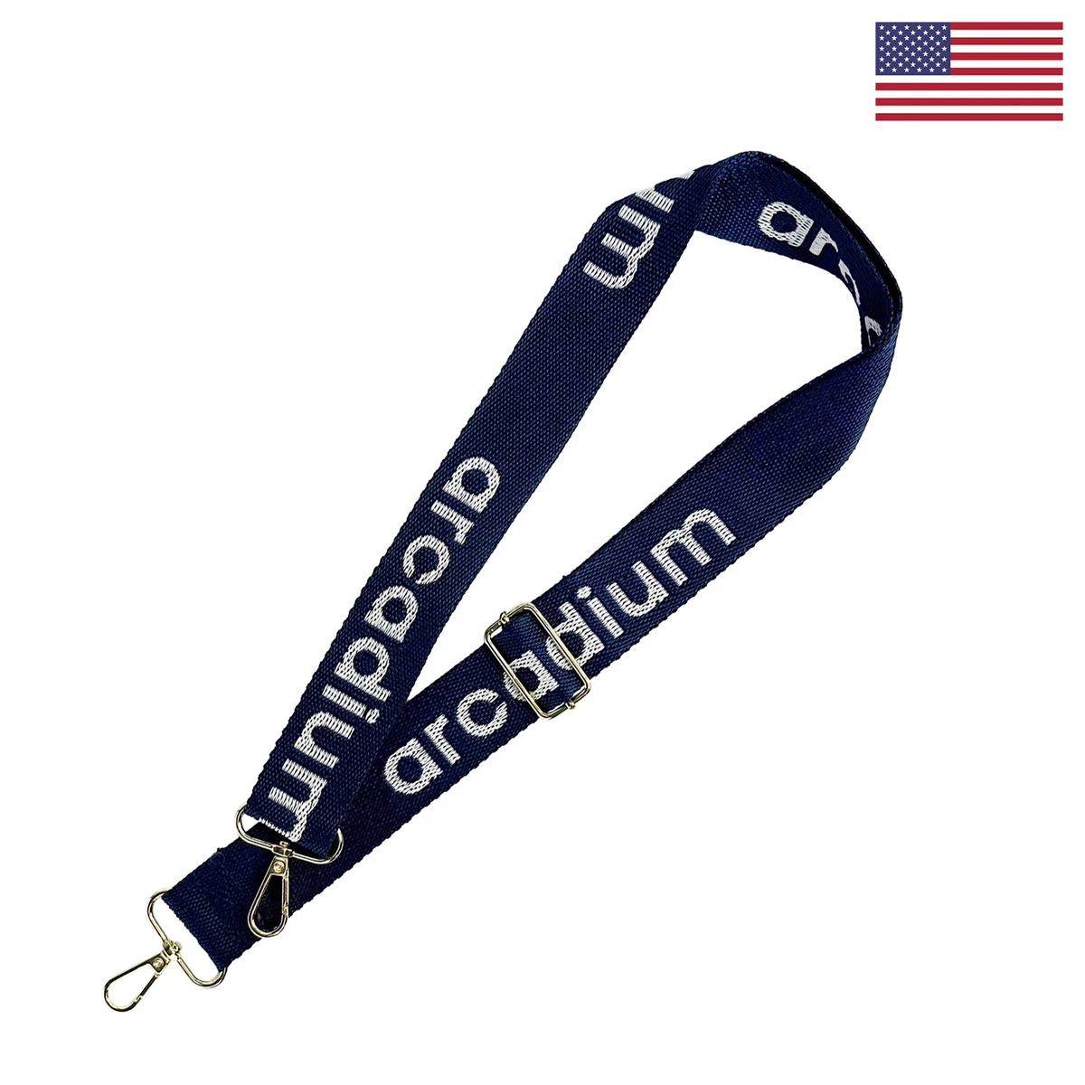 1 ½" x 60" Woven Adjustable Bag Strap w/ Gold-colored Snap Hooks 1