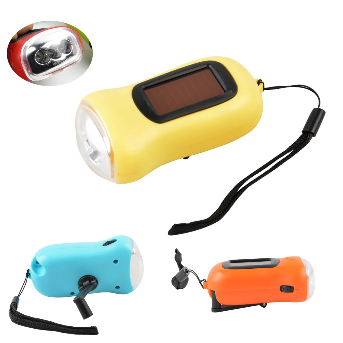 Rechargeable Hand Cranking & Solar Power Flashlight 1