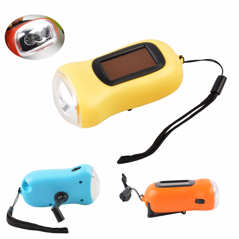 Rechargeable Hand Cranking & Solar Power Flashlight