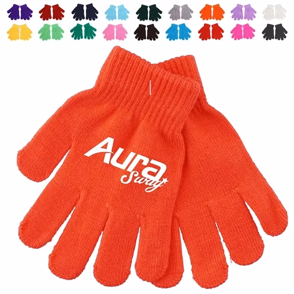 Custom Stretchable Knit Winter Gloves in Bulk Colors — Cold Weather Brand Visibility
