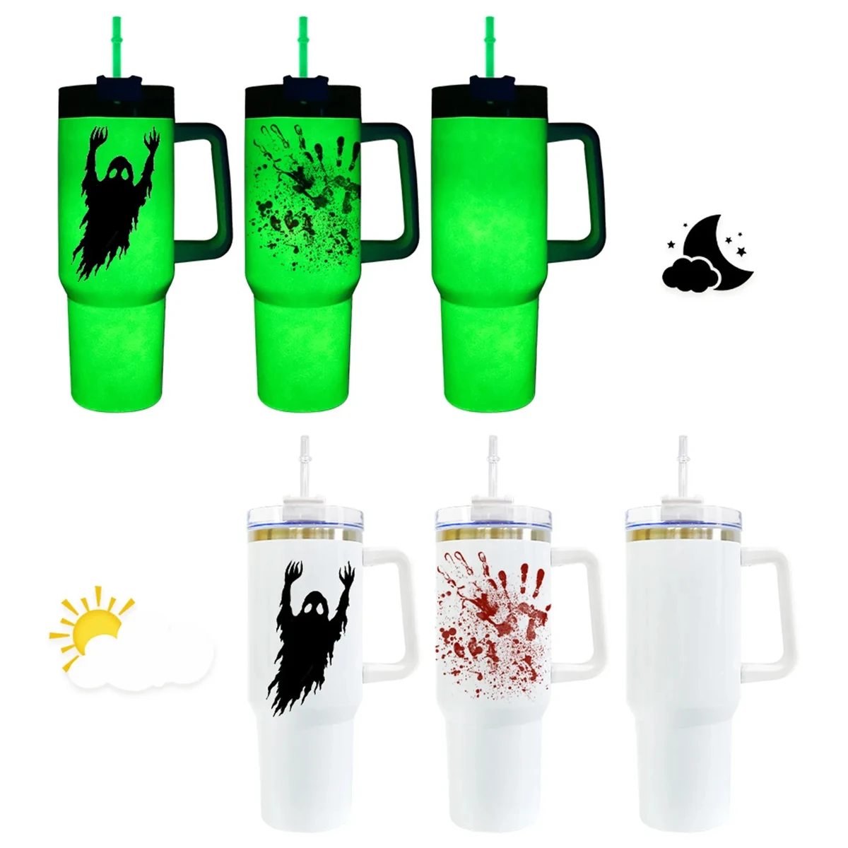 40 Oz. Glow in Dark Tumbler with Handle Lid and Straw 1
