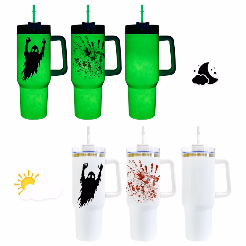 40 Oz. Glow in Dark Tumbler with Handle Lid and Straw