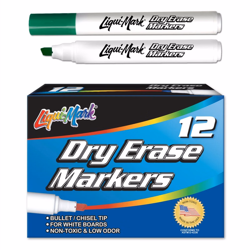 Chisel Tip Dry Erase Markers - Green Low Odor