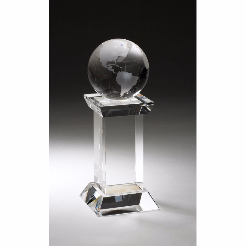 8" Crystal Globe On Clear Tower