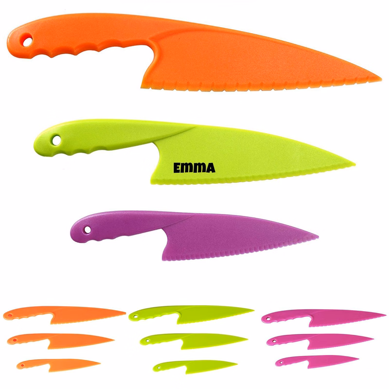 3-Pieces Plastic Cake Knife w/ Serrated Blade