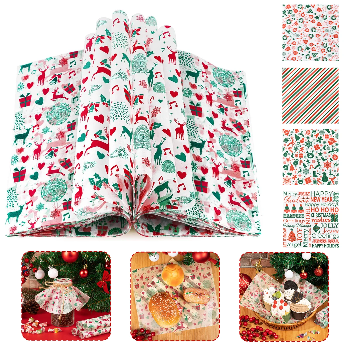 Christmas Wax Paper Sheets for Food 1