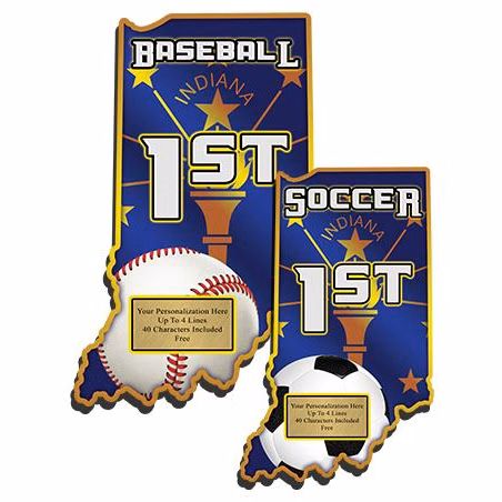 Plaque: Indiana State 8" , MDF 3/8 thick Wood,