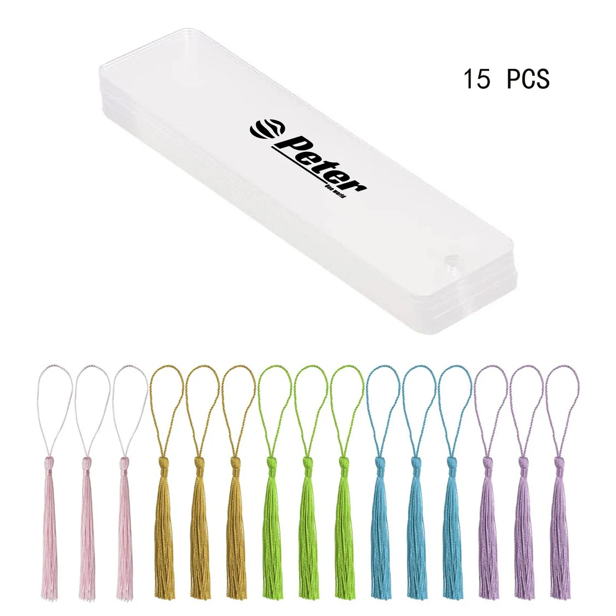 15Pcs Clear Blank Acrylic Tassels Bookmark 1