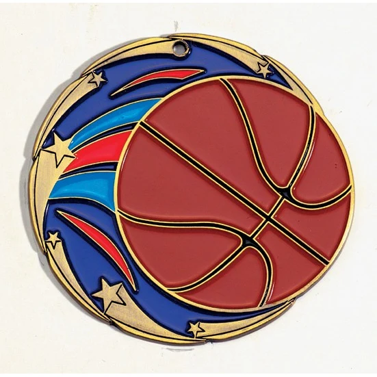 Basketball Color Star Medal 2 1/2" - Discontinued 1