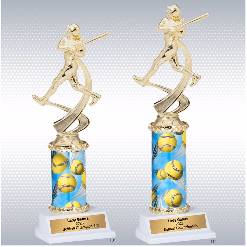 Assembled Female Softball Trophy w/ White Base