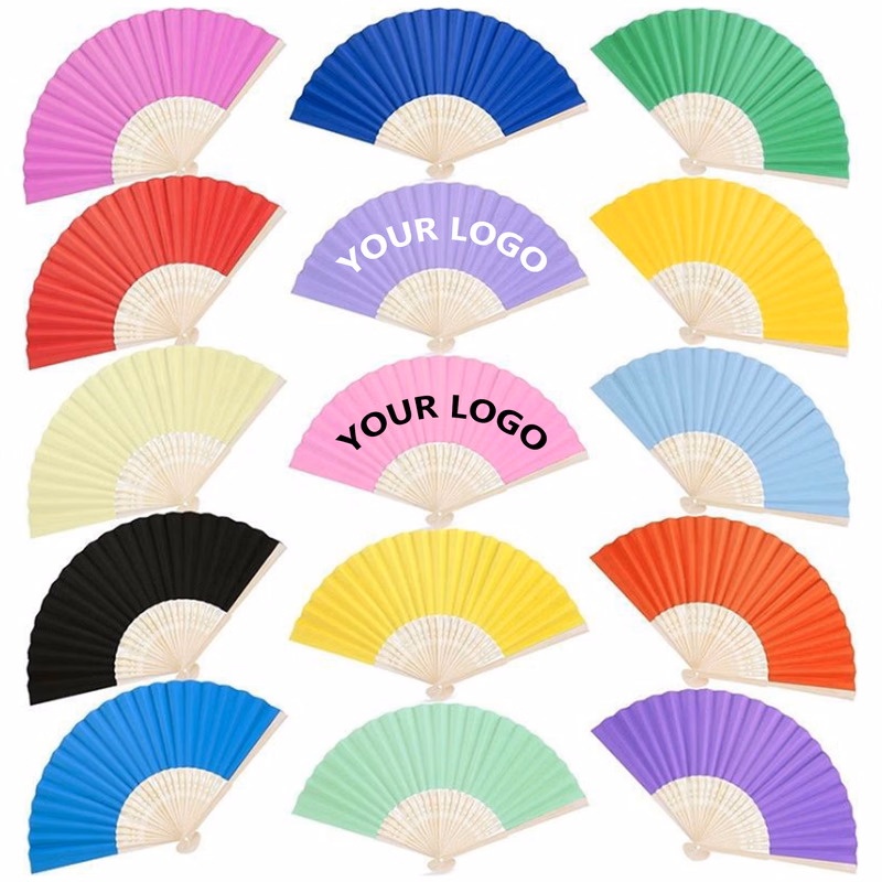 Handheld Foldable Full Color Bamboo Paper Fan