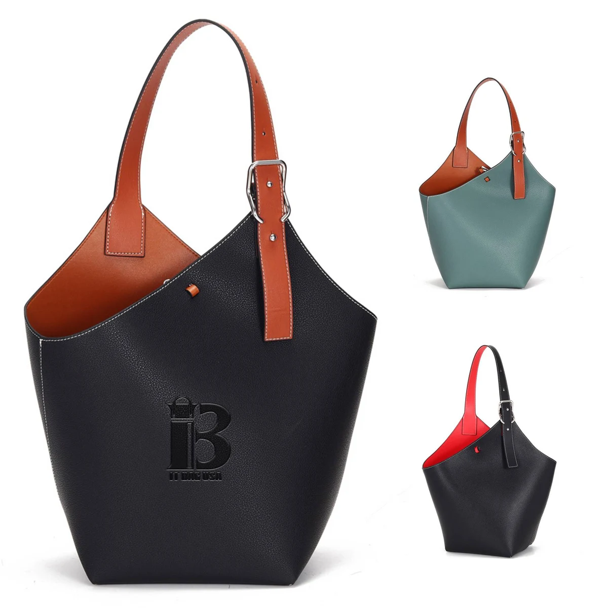 Genuine Leather Large-capacity commuter tote bag, custom tote bag with logo imprint 1