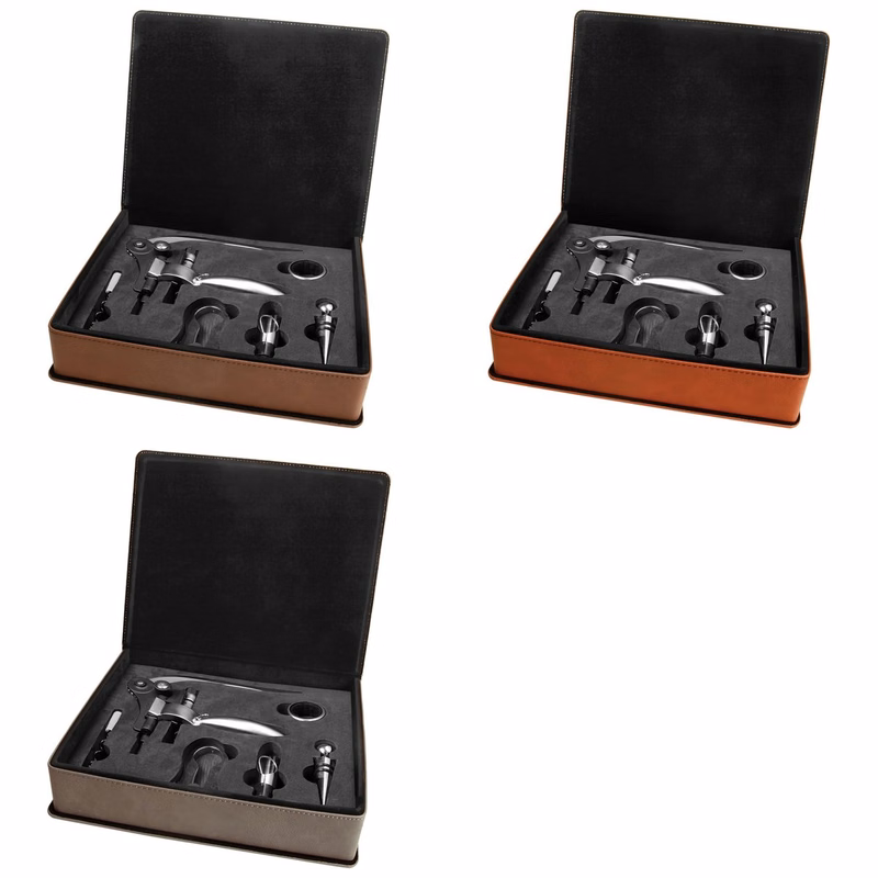 Leatherette 5-Piece Wine Tool Gift Set