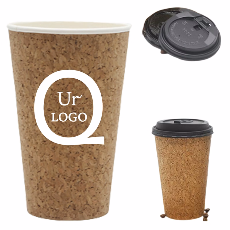 16 Oz. Disposable Cork Coffee Mug W/Lid