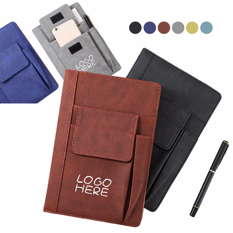 A5 PU Leather Notebook w/Front Pockets
