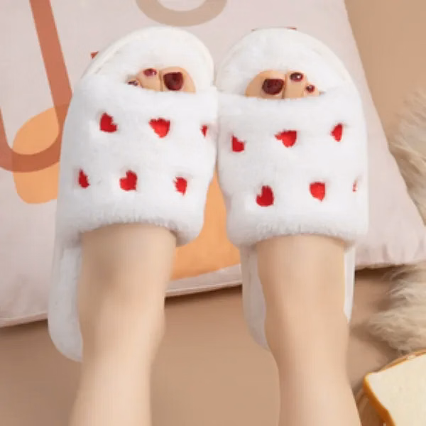 Women's Soft Plush Heart Slippers