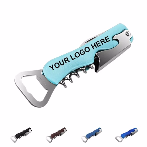 Custom Multifunctional Stainless Steel Bottle Opener with Folding Knife — Barware Tool