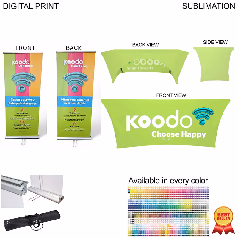 Supreme Tradeshow Package, Double sided Pull up Banner (DP783) + Stretch fit tablecloth 6' (SU577)