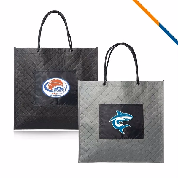 Custom 17" Non-Woven Tote Bag with Pocket — Foldable Reusable Eco Promo Item