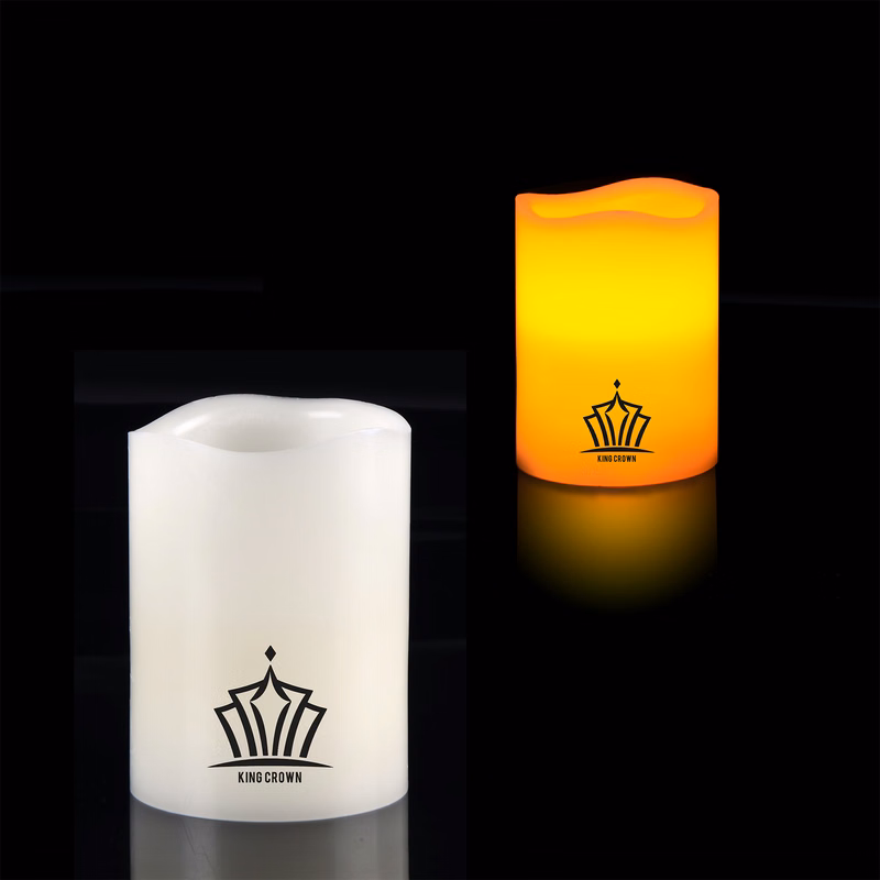 4" x 3" Flameless Pillar Faux Candle Wavy Top