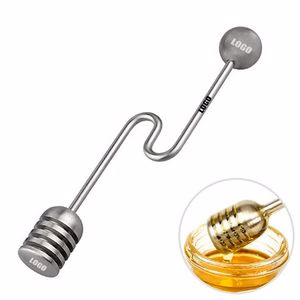 Curve Shaped Stainless Steel Honey Dipper Stick With Deep Grooves