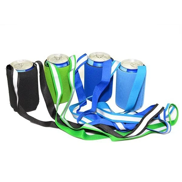 Fold Can Cooler With Lanyards 1