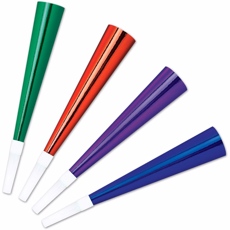 Foil Party Horns - Assorted Colors 9"