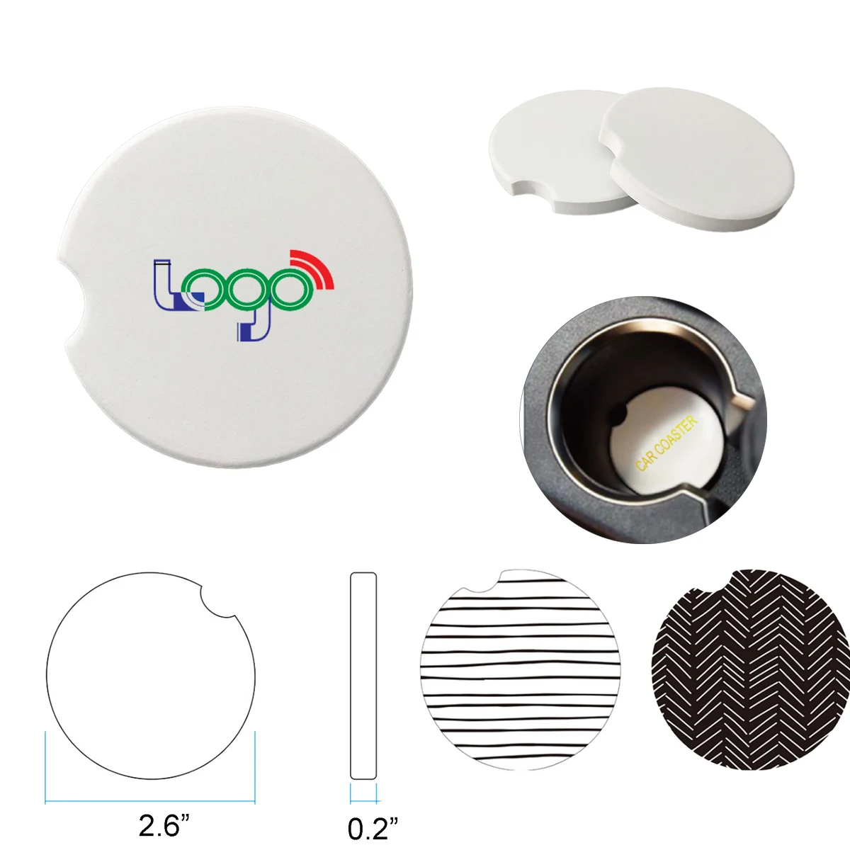 Promotional Ceramic Auto Cup Holder Coaster 1