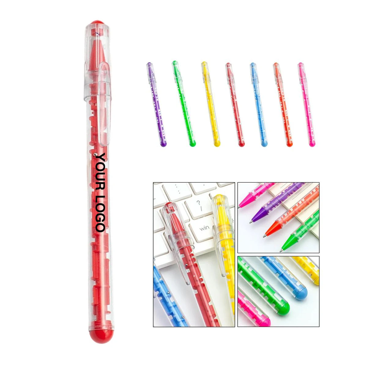 Maze Game Pen Transparent Barrel 6 Inch 1