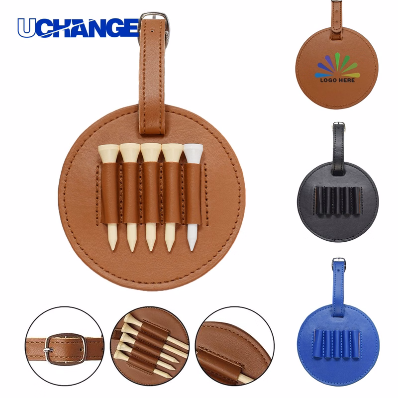 Portable Golf Tee Leather Bag for Storage