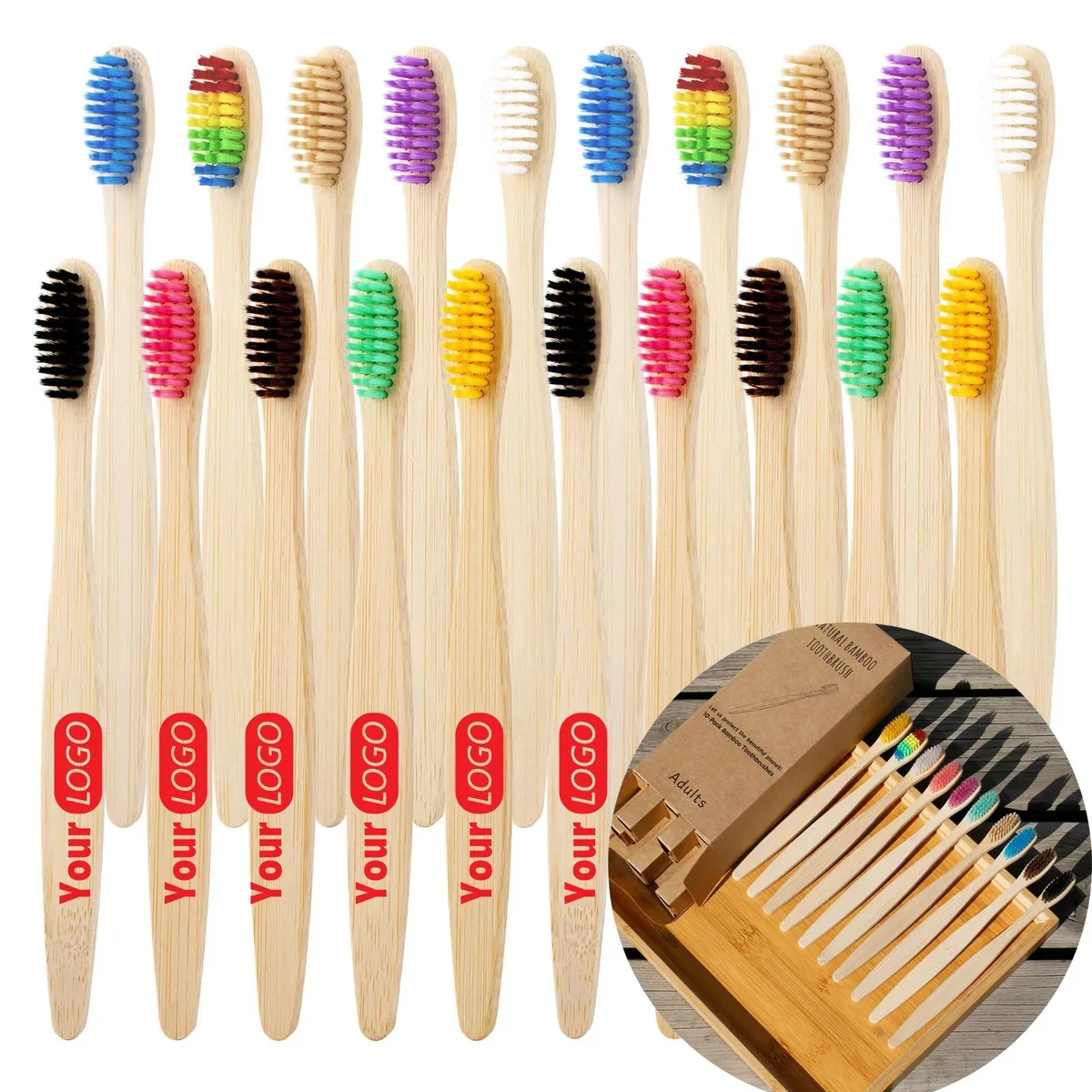 MOQ 20 Biodegradable Ecofriendly Bamboo Toothbrush With Case 1