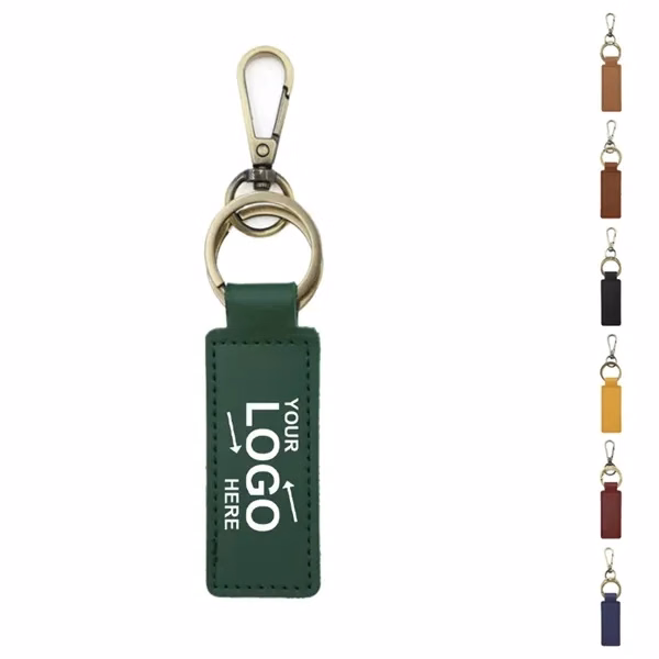 Custom PU Leather ID Tag Keychain With Dual Rings — Professional Organizer