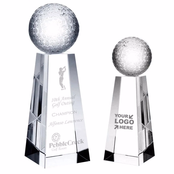 Clear Crystal Golf Trophy