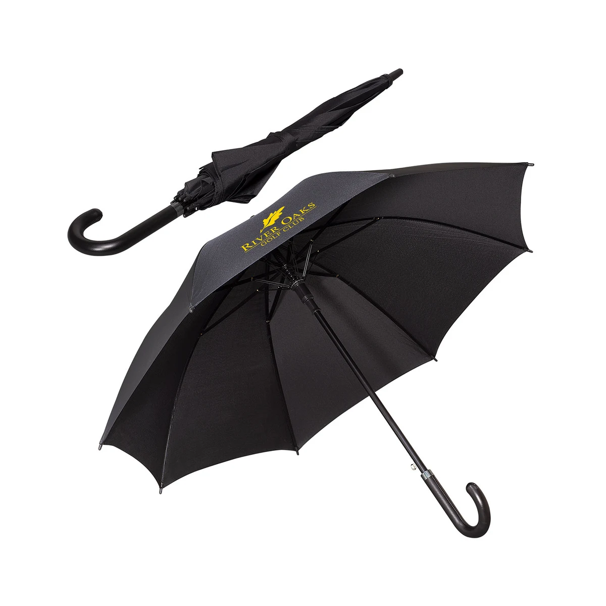 48" Arc Executive Umbrella With Curved Faux Leather Handle 1
