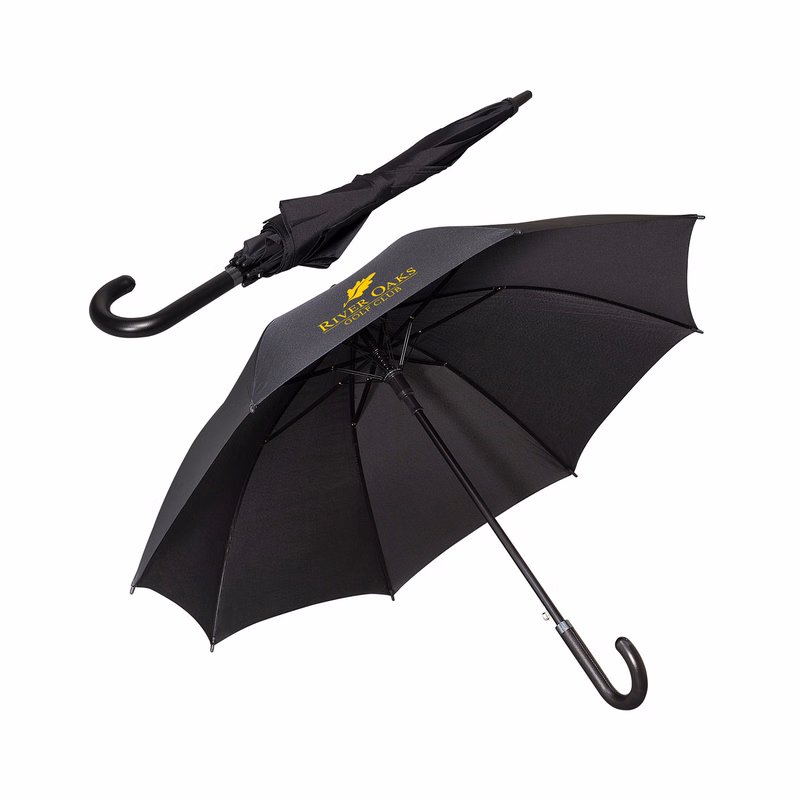 48" Arc Executive Umbrella With Curved Faux Leather Handle