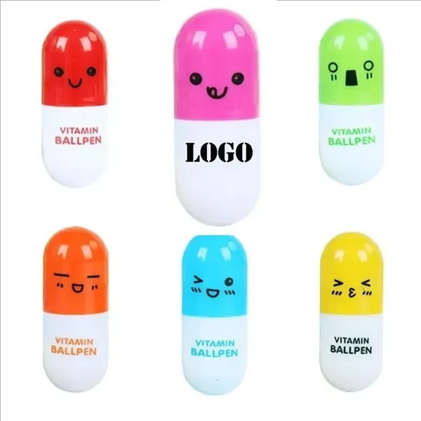 Custom Colorful Capsule Pill Retractable Pen — Party Favor & Giveaway 1